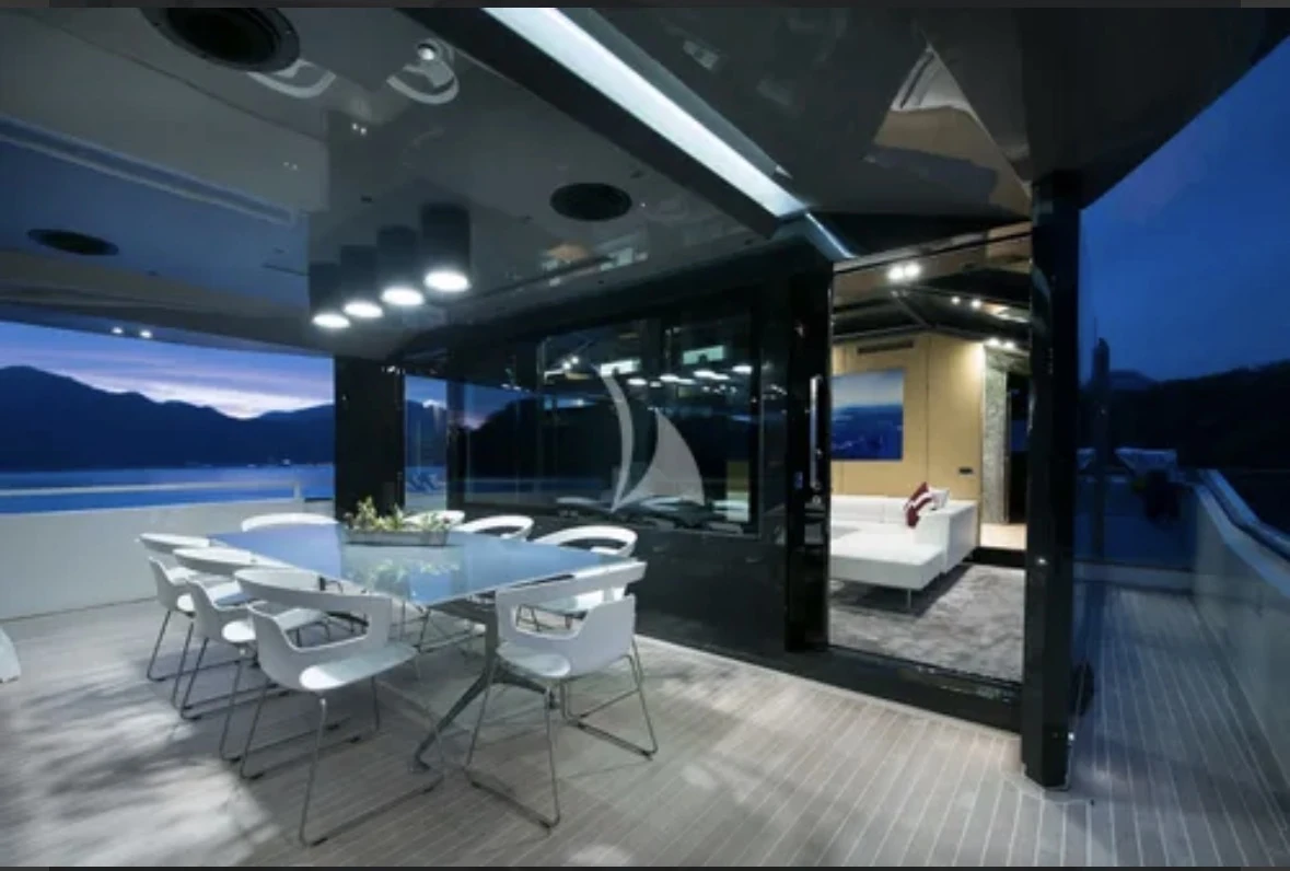 Outdoor yacht deck prepared for a protected Mediterranean cruise