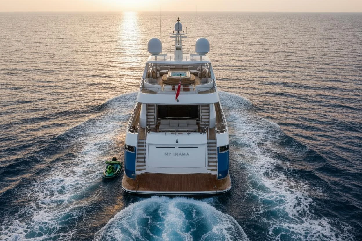 Yacht privé longeant une côte méditerranéenne
